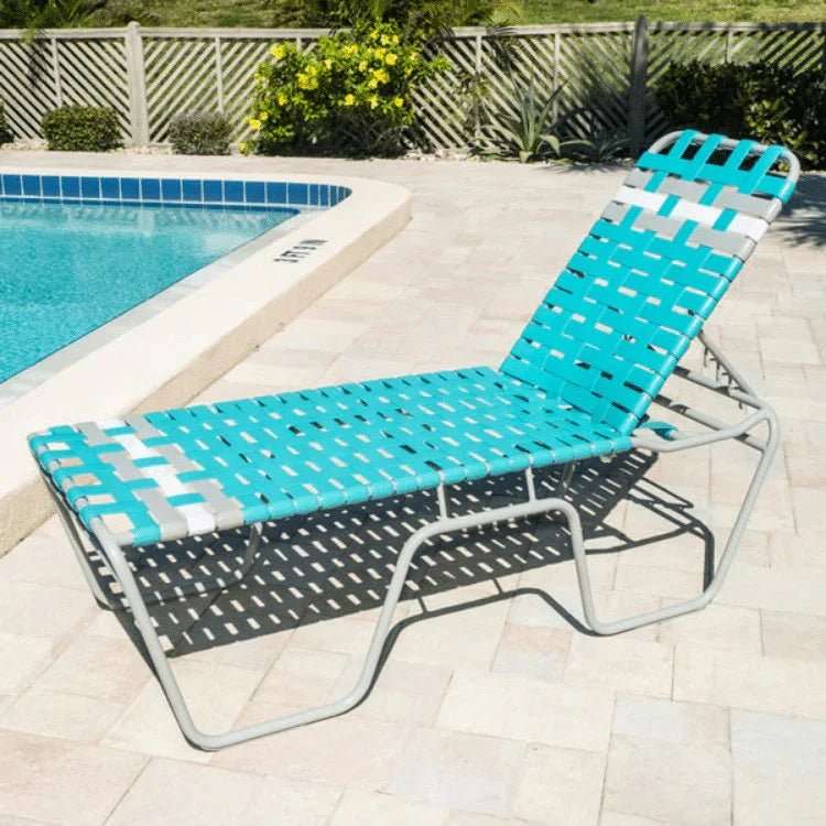 Vinyl Basket Weave Commercial Pool Chaise Lounge – 20in Senior Height - Outdoorsiness
