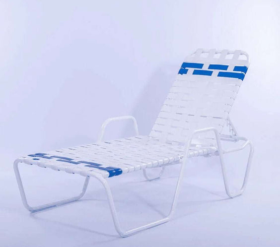 Vinyl Basket Weave Commercial Pool Chaise Lounge with Armrests – 14in - Outdoorsiness