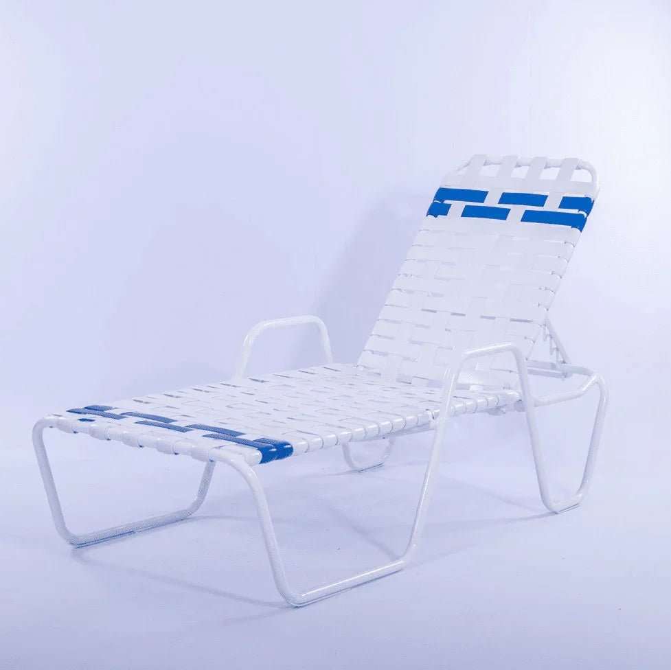 Vinyl Basket Weave Commercial Pool Chaise Lounge with Armrests – 14in - Outdoorsiness