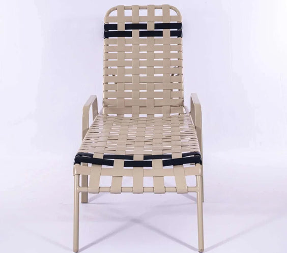 Vinyl Basket Weave Commercial Pool Chaise Lounge with Flat Armrests – 16in - Outdoorsiness