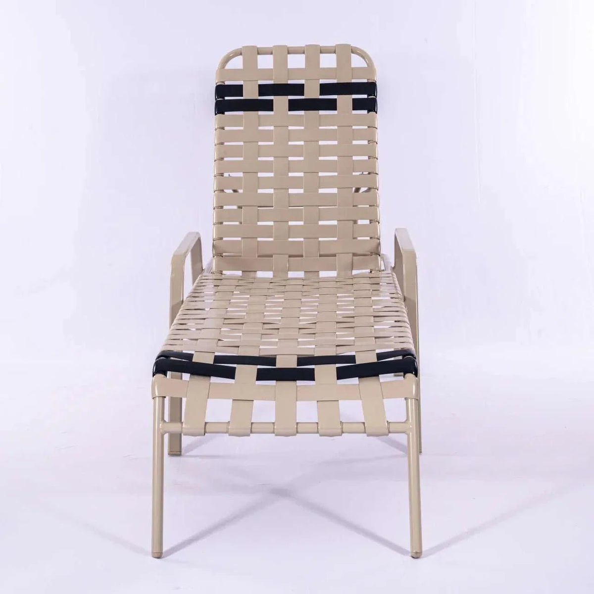 Vinyl Basket Weave Commercial Pool Chaise Lounge with Flat Armrests – 16in - Outdoorsiness