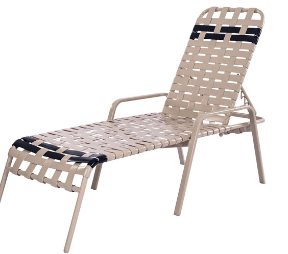 Vinyl Basket Weave Commercial Pool Chaise Lounge with Flat Armrests – 16in - Outdoorsiness