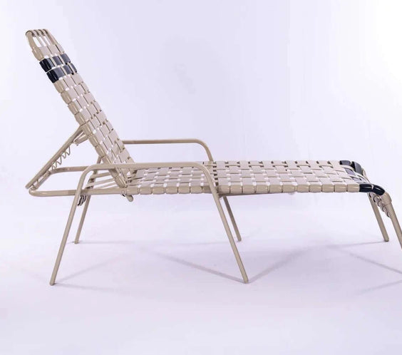 Vinyl Basket Weave Commercial Pool Chaise Lounge with Flat Armrests – 16in - Outdoorsiness