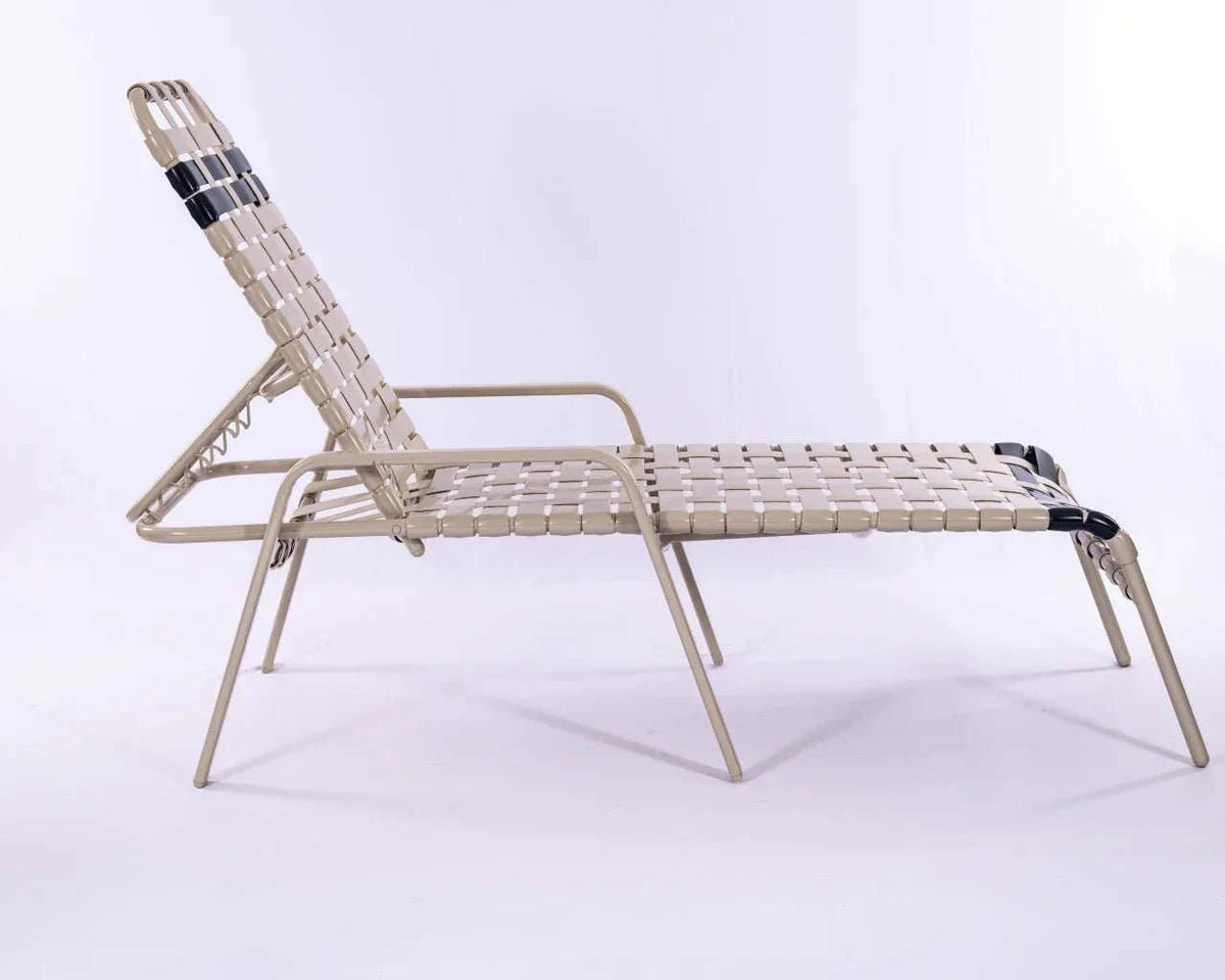 Vinyl Basket Weave Commercial Pool Chaise Lounge with Flat Armrests – 16in - Outdoorsiness