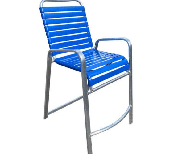 Vinyl Strap Commercial Pool Balcony Chair with Arms - Outdoorsiness