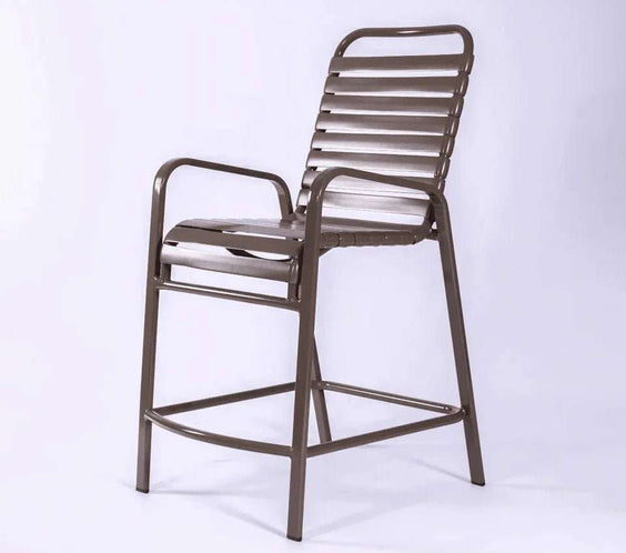 Vinyl Strap Commercial Pool Balcony Chair with Arms - Outdoorsiness