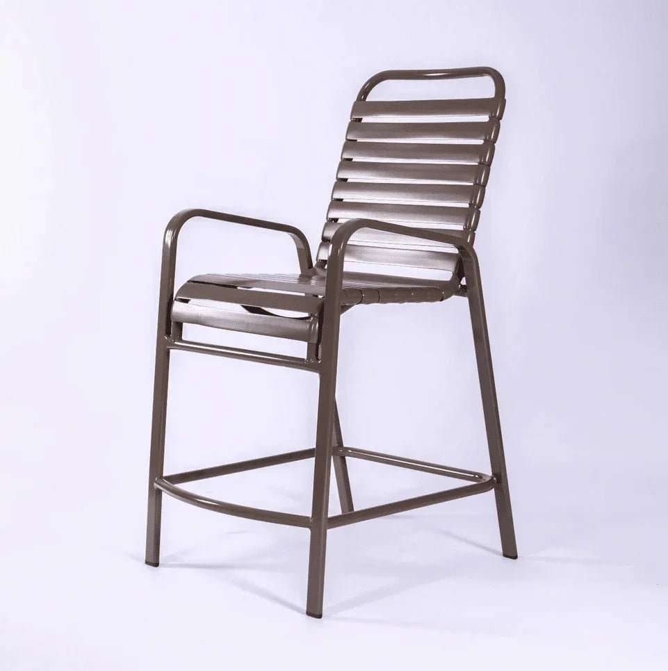 Vinyl Strap Commercial Pool Balcony Chair with Arms - Outdoorsiness