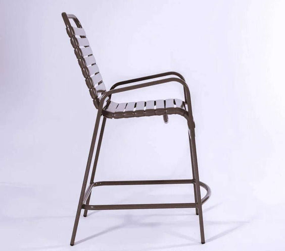 Vinyl Strap Commercial Pool Balcony Chair with Arms - Outdoorsiness