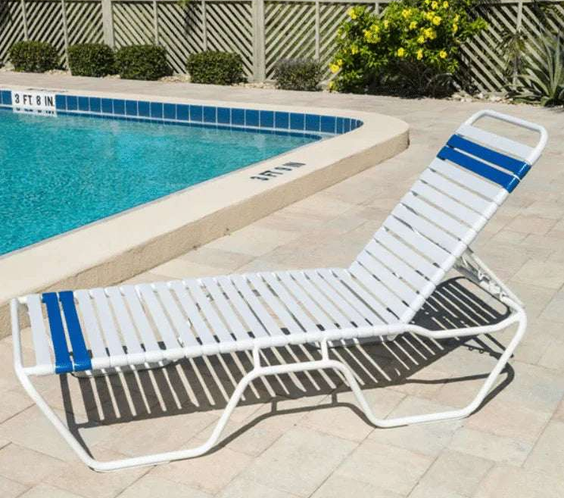 Vinyl Strap Commercial Pool Chaise Lounge – 14in - Outdoorsiness