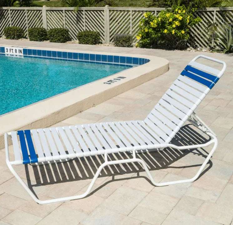 Vinyl Strap Commercial Pool Chaise Lounge – 14in - Outdoorsiness