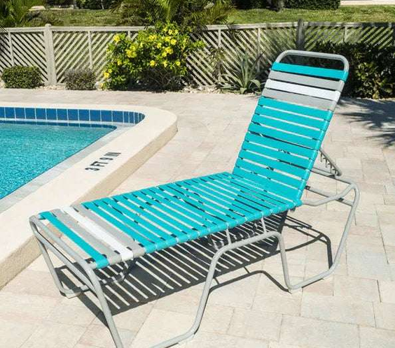 Vinyl Strap Commercial Pool Chaise Lounge – 20in Senior Height - Outdoorsiness