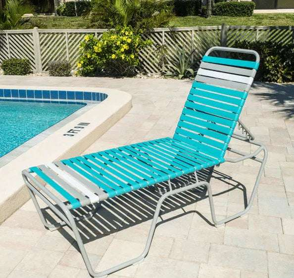 Vinyl Strap Commercial Pool Chaise Lounge – 20in Senior Height - Outdoorsiness