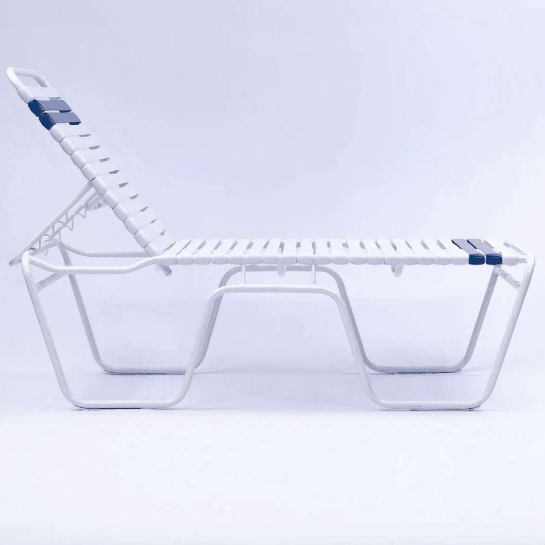 Vinyl Strap Commercial Pool Chaise Lounge – 20in Senior Height - Outdoorsiness