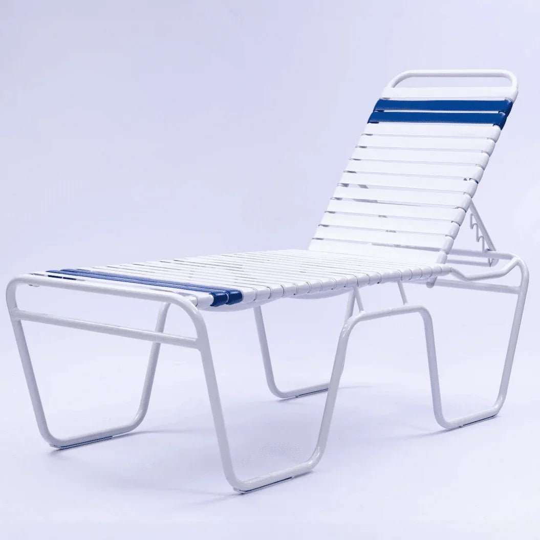 Vinyl Strap Commercial Pool Chaise Lounge – 20in Senior Height - Outdoorsiness