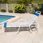 Vinyl Strap Commercial Pool Chaise Lounge with Armrests – 14in - Outdoorsiness