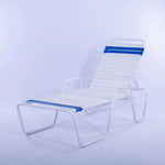 Vinyl Strap Commercial Pool Chaise Lounge with Armrests – 14in - Outdoorsiness
