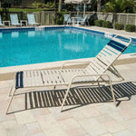 Vinyl Strap Commercial Pool Chaise Lounge with Flat Armrests – 16in - Outdoorsiness