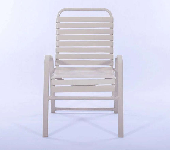 Vinyl Strap Commercial Pool Side Dining Chair with Comfort Arm - Outdoorsiness