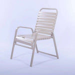 Vinyl Strap Commercial Pool Side Dining Chair with Comfort Arm - Outdoorsiness