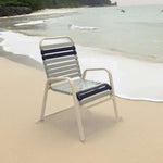 Vinyl Strap Commercial Pool Side Dining Chair with Comfort Arm - Outdoorsiness