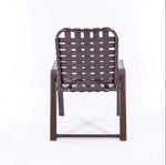 Wide Frame Basket Weave Vinyl Strap Commercial Pool Side Dining Chair with Comfort Arm - Outdoorsiness
