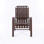 Wide Frame Basket Weave Vinyl Strap Commercial Pool Side Dining Chair with Comfort Arm - Outdoorsiness