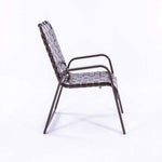 Wide Frame Basket Weave Vinyl Strap Commercial Pool Side Dining Chair with Comfort Arm - Outdoorsiness