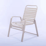 Wide Frame Vinyl Strap Commercial Pool Side Dining Chair with Comfort Arm - Outdoorsiness
