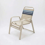 Wide Frame Vinyl Strap Commercial Pool Side Dining Chair with Comfort Arm - Outdoorsiness