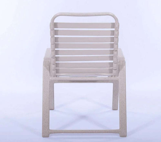 Wide Frame Vinyl Strap Commercial Pool Side Dining Chair with Comfort Arm - Outdoorsiness